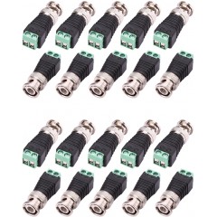 20 Pack BNC Balun Connector and Camera Terminal Male Adpater for CCTV Surveillance Video Cameras Coaxial/Cat5/Cat6 (BNC