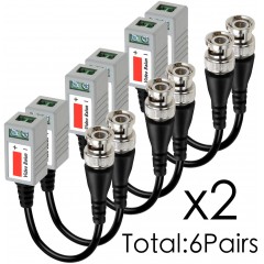6 Pairs (12 Pcs) Mini CCTV BNC Video Balun Transceiver Cable