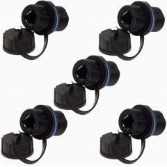 5PCS Panel Mounting Shielded RJ45 Waterproof Cat5/5e/6 8P8C Connector Ethernet LAN Cable Connector Double Head Adapter w