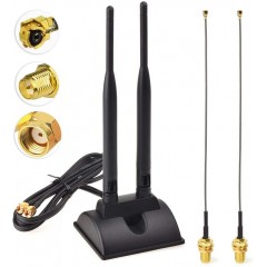 2.4GHz 5GHz Dual Band WiFi Antenna RP-SMA Male Connector with IPEX IPX U.FL to RP-SMA Female Cable 6