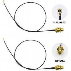 2 x 6dBi 2.4GHz 5GHz Dual Band WiFi RP-SMA Antenna + 2 x 20cm U.fl/IPEX Cable for Wireless Routers Mini PCIe Cards Netwo
