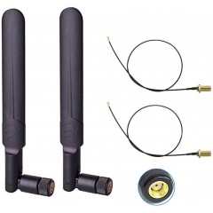 2 x 6dBi 2.4GHz 5GHz Dual Band WiFi RP-SMA Antenna + 2 x 20cm U.fl/IPEX Cable for Wireless Routers Mini PCIe Cards Netwo