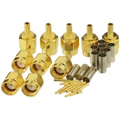 10pcs SMA Male Crimp RF Connector Gold-Plating for RG316 RG174 Cable