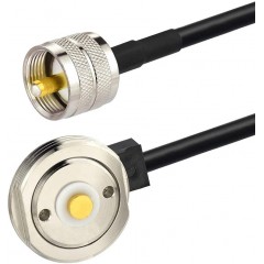Nmo Antenna Mount to PL-259(UHF Male) Cable (RG58 3M) Extension Cable with L-Bracket + SO239 to BNC Adapter + SO239 Coup