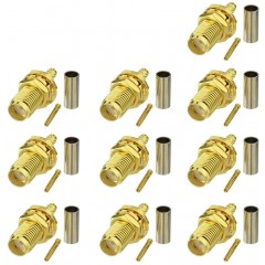 SMA Jack Female Bulkhead Panel Connector Crimp for Cable RG316 RG174 LMR-100 PCI WiFi Card Wireless Router 10pcs