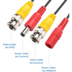 60 Feet All-in-One Video Security Camera Power Extension Cable Wire for CCTV Surveillance Camera DVR NVR System BNC Conn